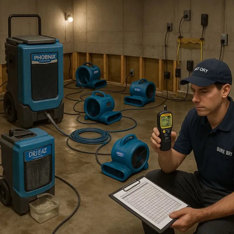 Structural Drying and Dehumidification process in Fairland, OK